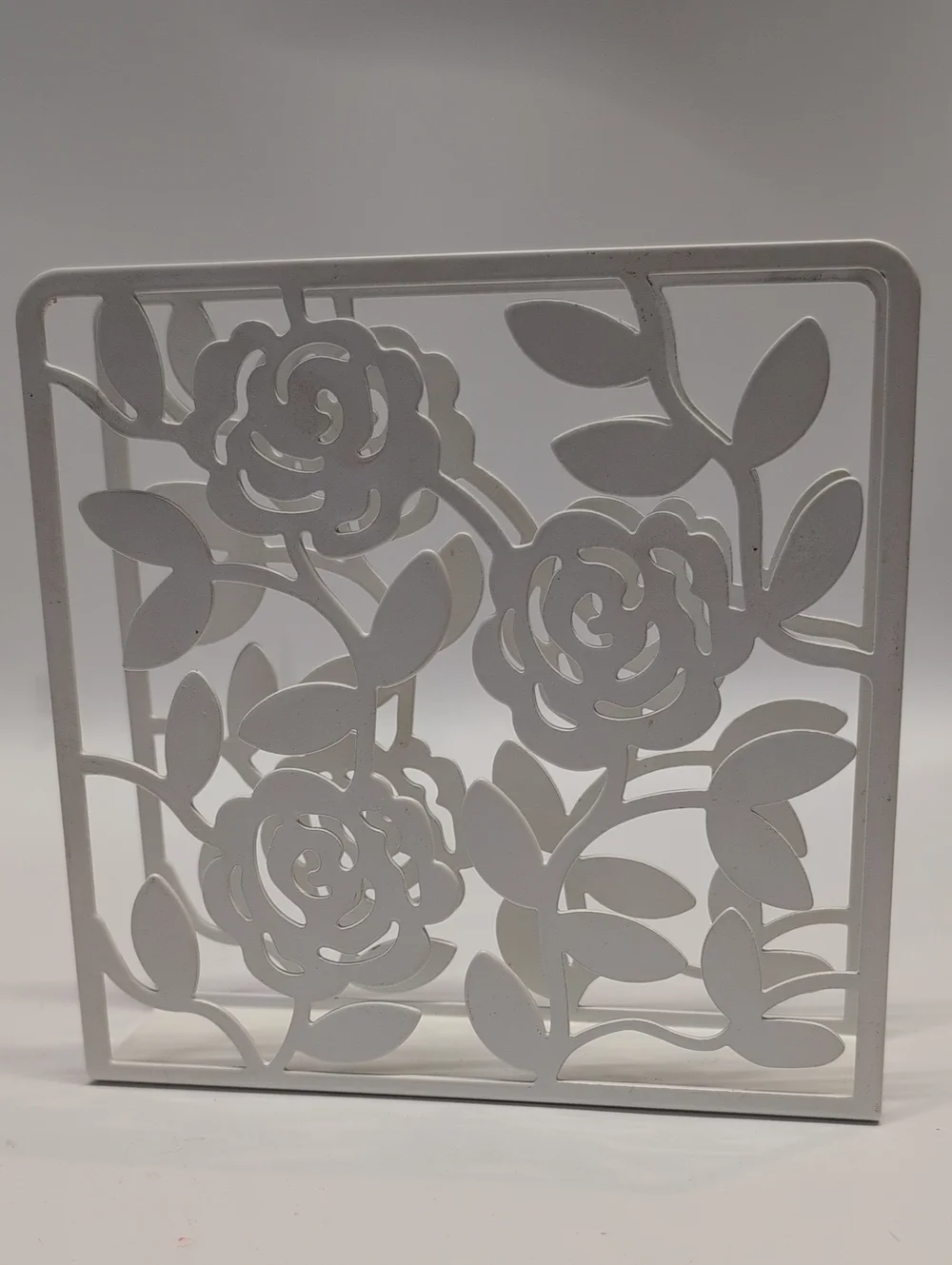 IKEA White Floral Cutout Metal Panel